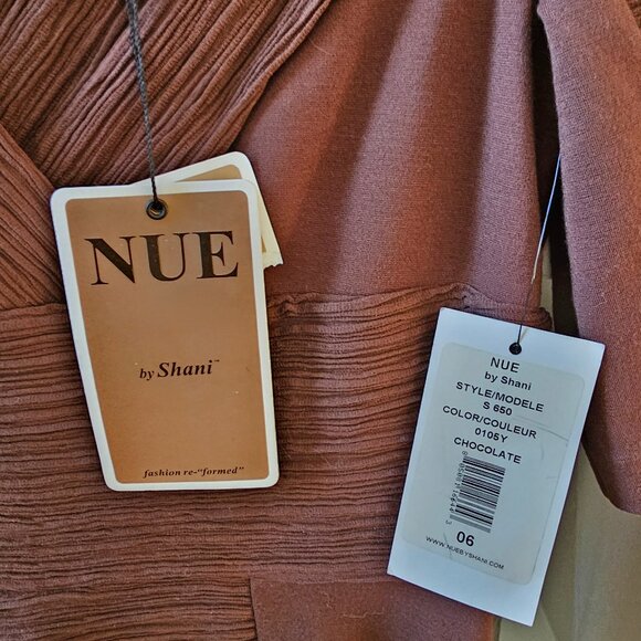 Nue by Shani Women Brown Stretch Surplice V-Neck Ruched Sheath Dress - Picture 2 of 5